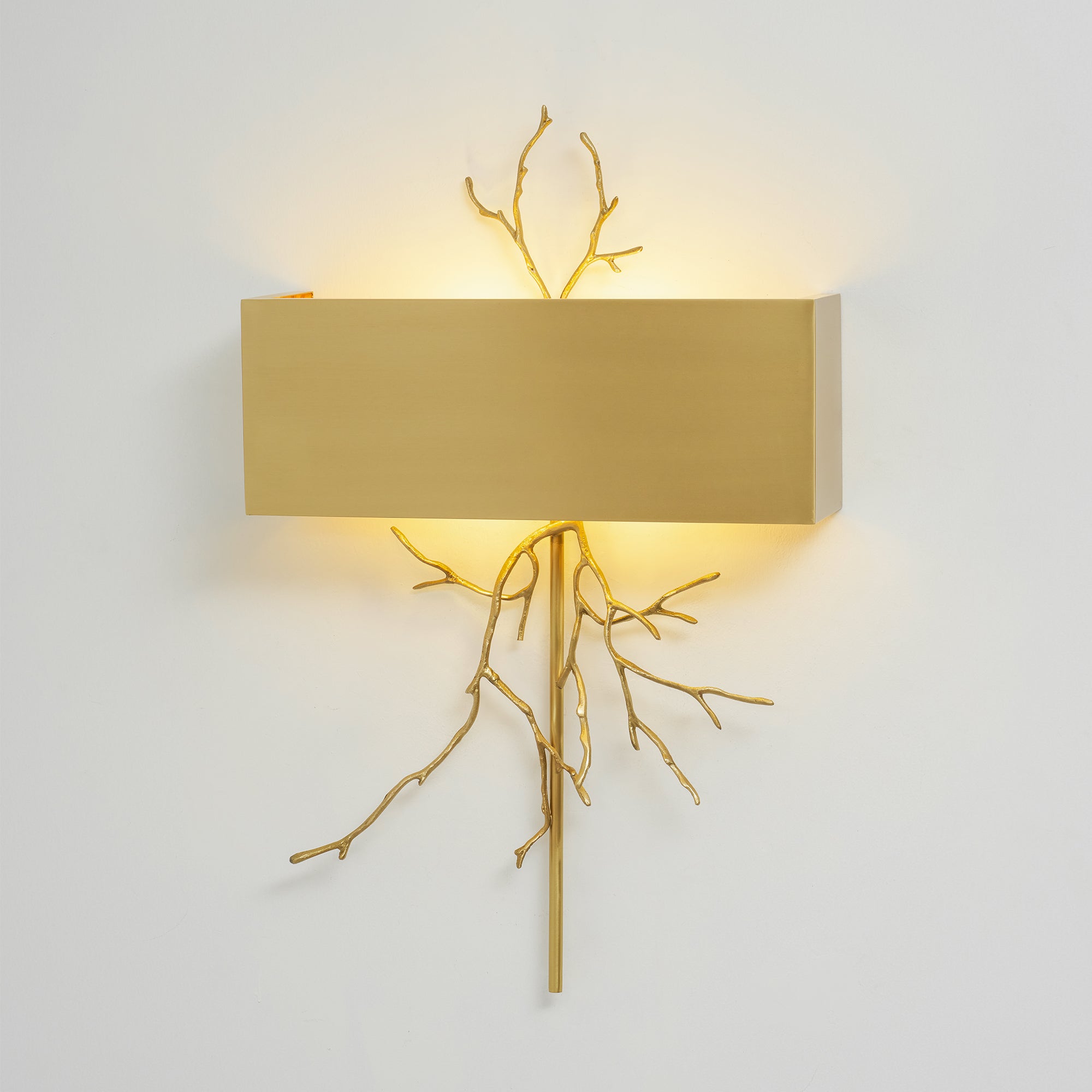 Twig Sculptural Wall Lamp Organic Branch LED Warm White Living Room Bedroom Restaurant — Brass Black