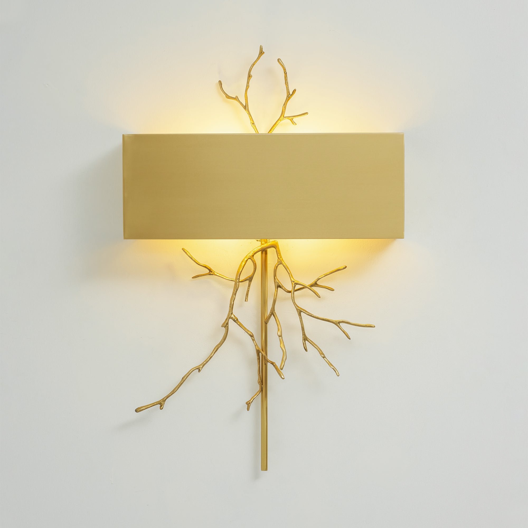 Twig Sculptural Wall Lamp Organic Branch LED Warm White Living Room Bedroom Restaurant — Brass Black