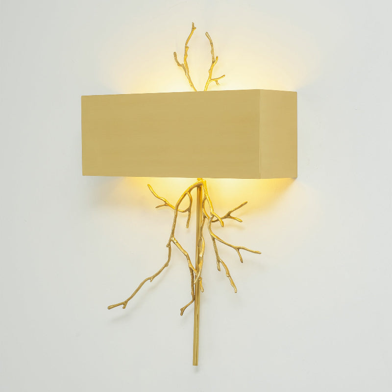 Twig Sculptural Wall Lamp Organic Branch LED Warm White Living Room Bedroom Restaurant — Brass Black