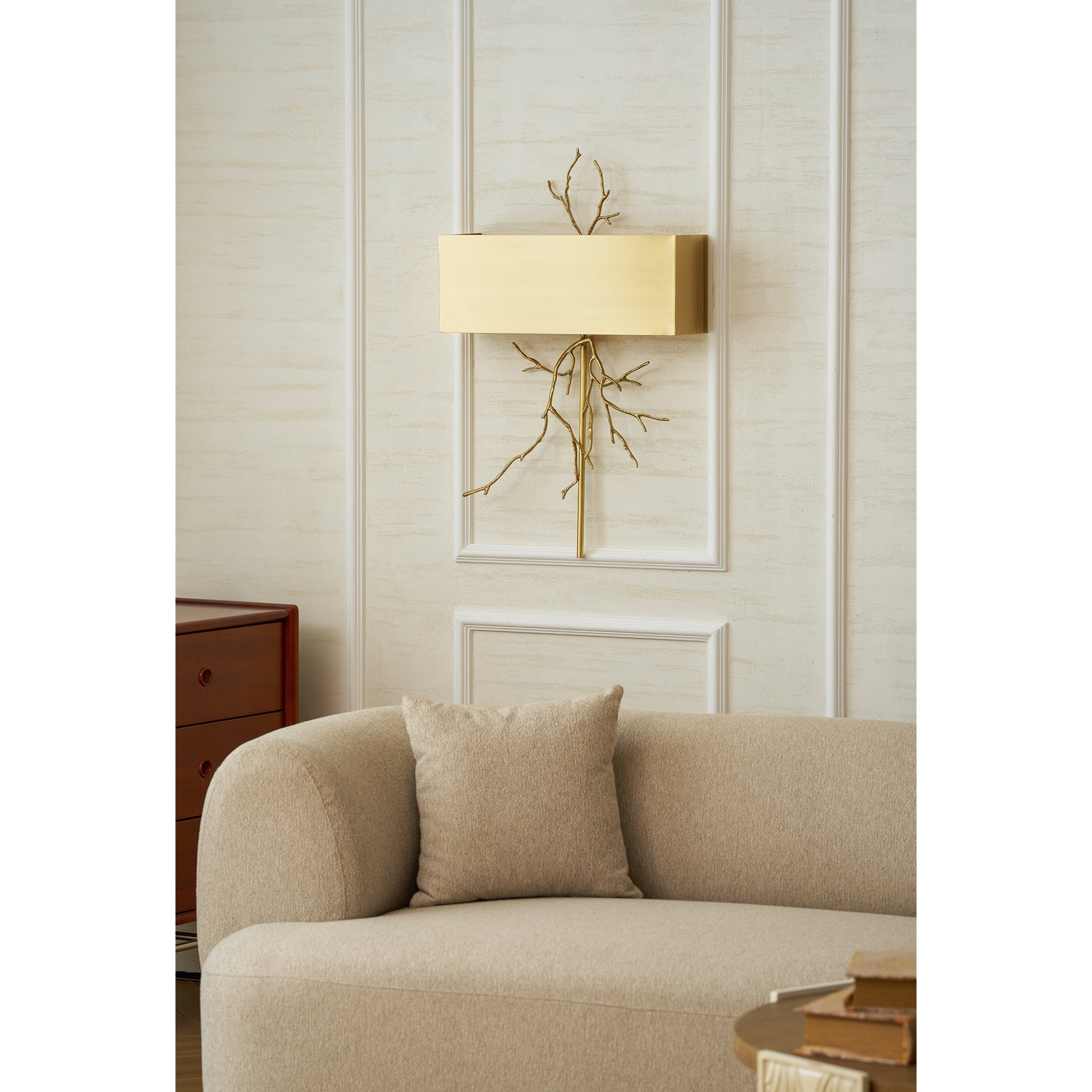 Twig Sculptural Wall Lamp Organic Branch LED Warm White Living Room Bedroom Restaurant — Brass Black