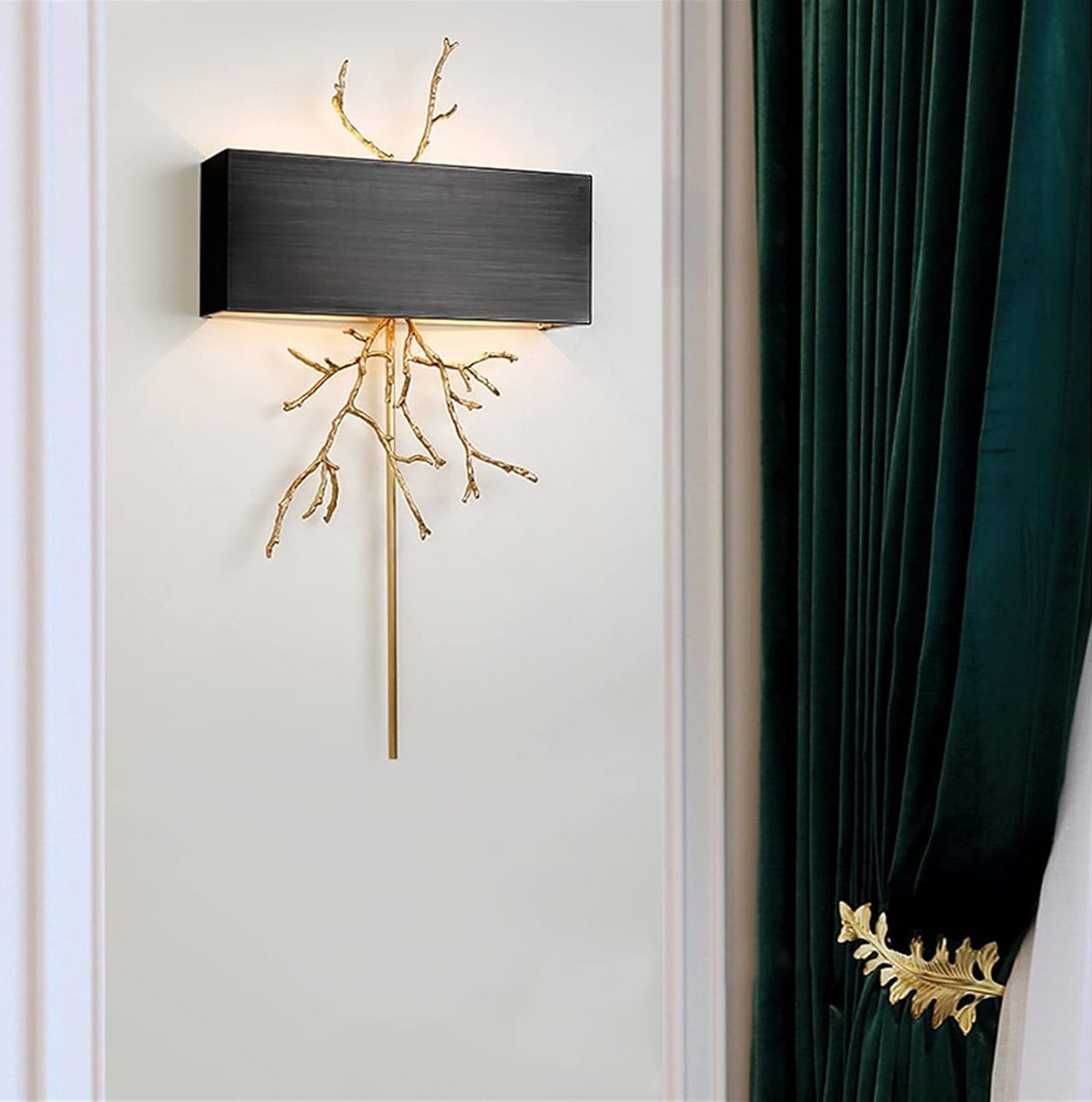 Twig Sculptural Wall Lamp Organic Branch LED Warm White Living Room Bedroom Restaurant — Brass Black