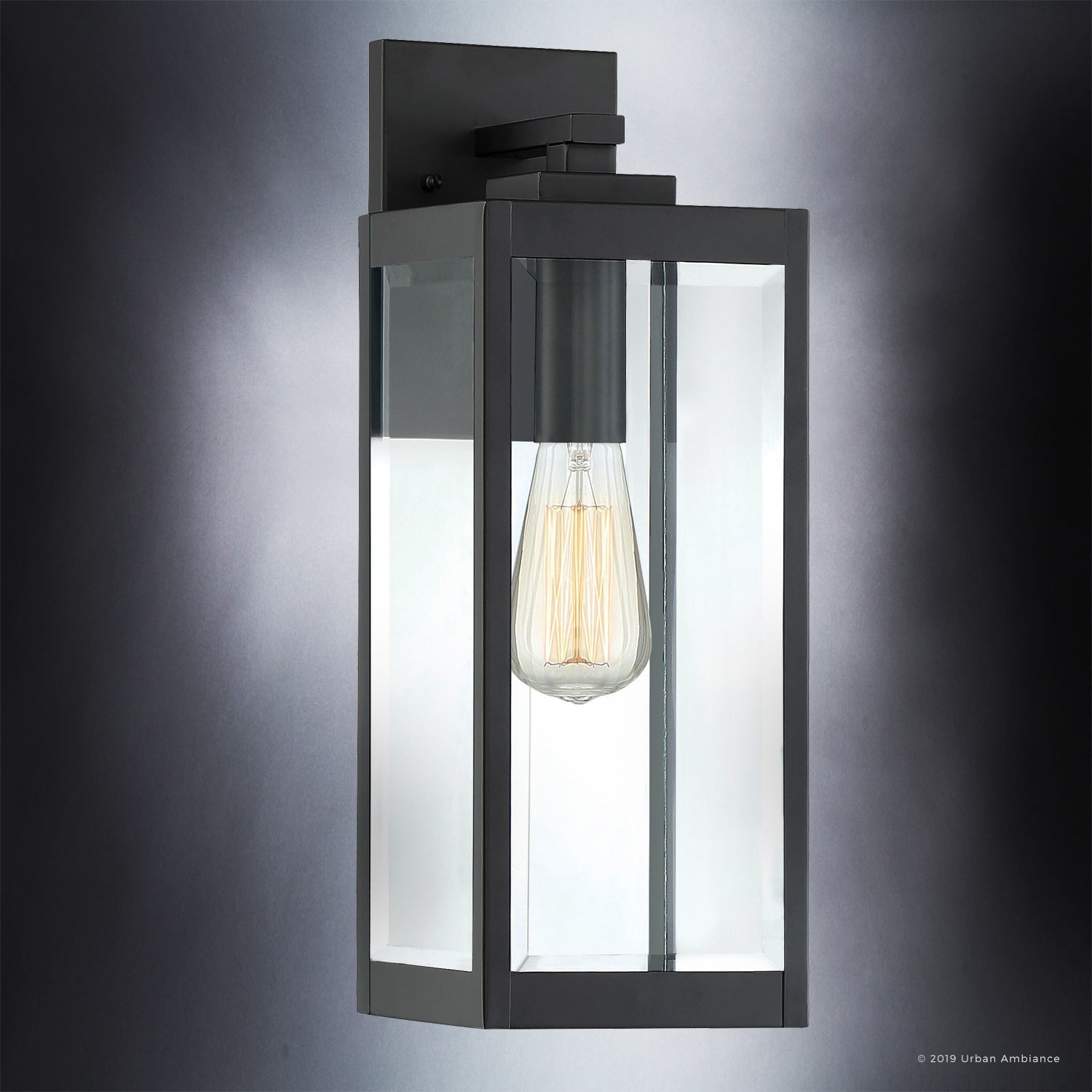 Farmhouse Outdoor Wall Light Black LED Hardwired IP65 Modern Quincy — 17 x 6 Inch