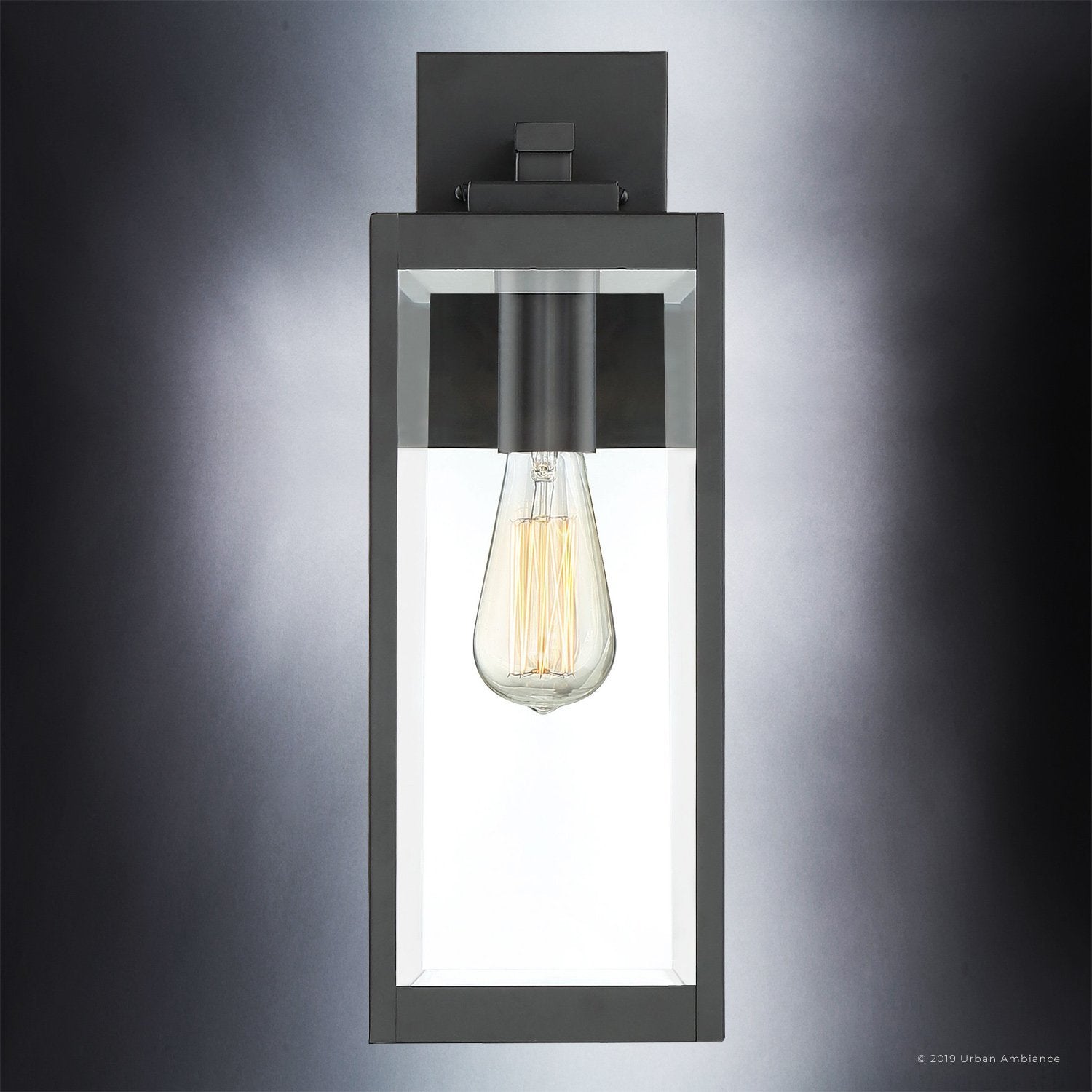 Farmhouse Outdoor Wall Light Black LED Hardwired IP65 Modern Quincy — 17 x 6 Inch
