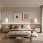Linen Lantern Pendant Light Japandi Style Height Adjustable Dining Room Bedroom — Small Medium Large