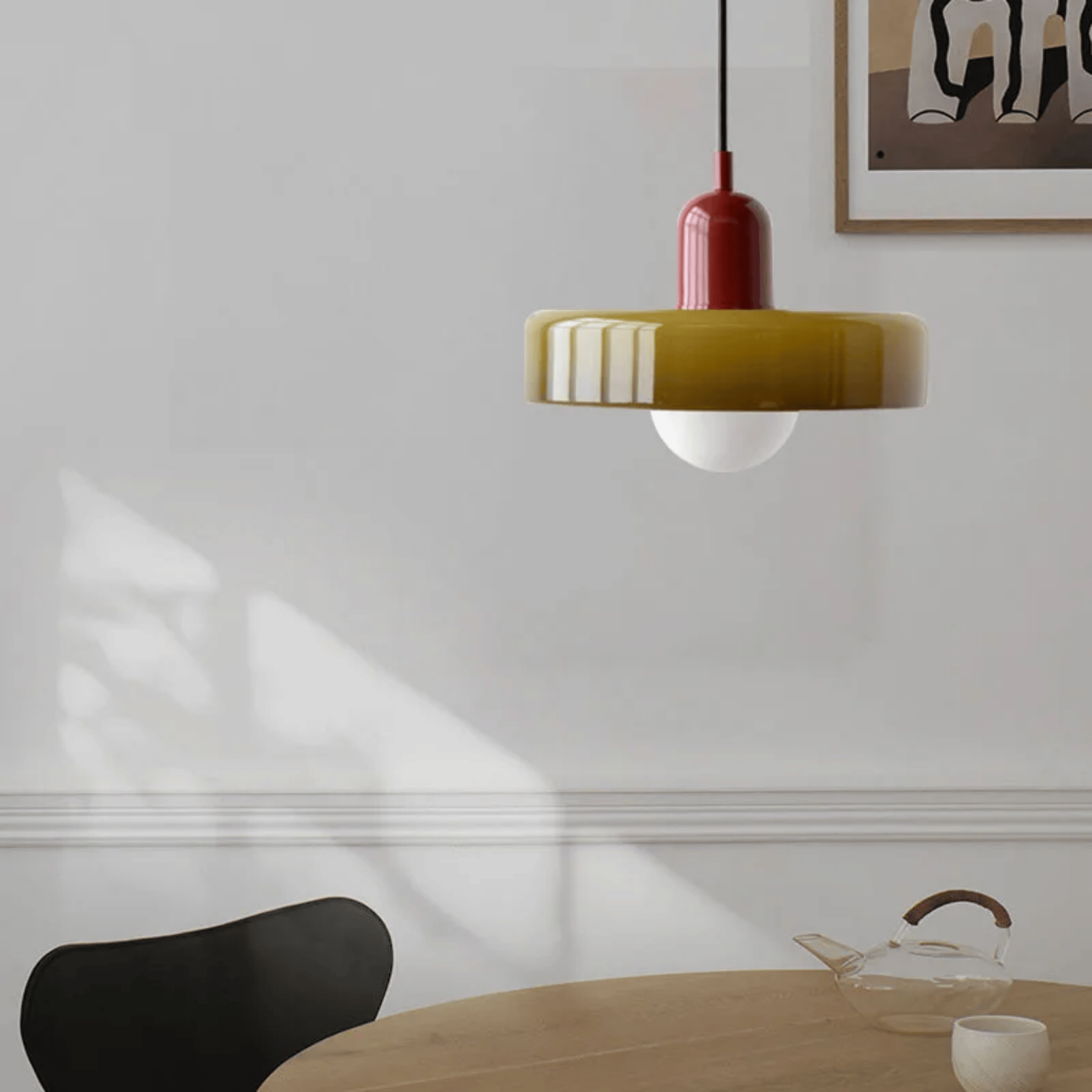 Nordic Bauhaus Retro Glass Pendant Light Adjustable Bedroom Living Room Bar — Multi Colors
