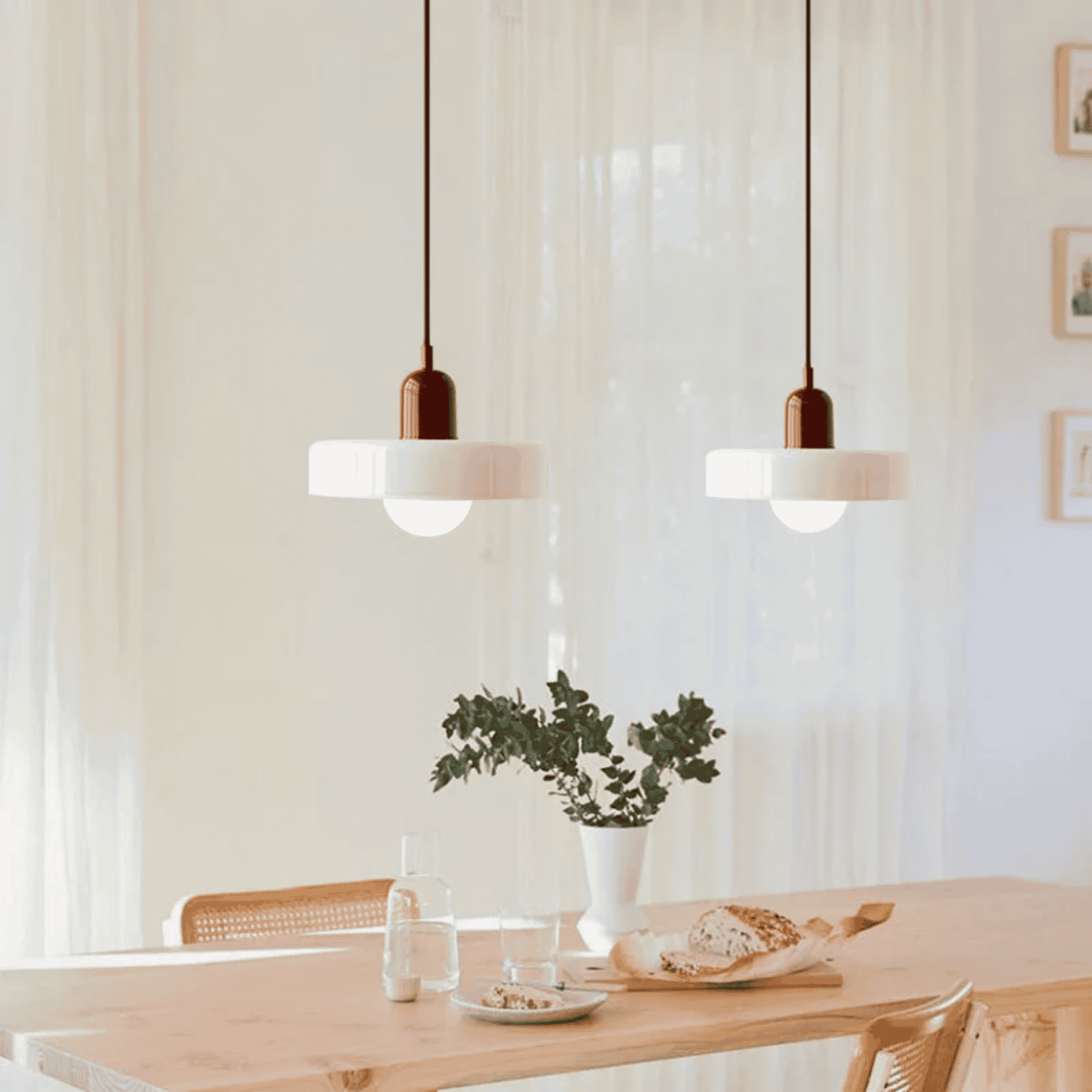 Nordic Bauhaus Retro Glass Pendant Light Adjustable Bedroom Living Room Bar — Multi Colors