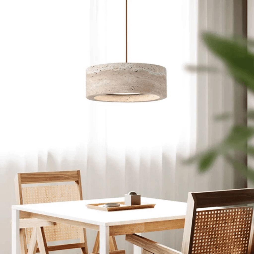 Ithaca Travertine LED Pendant Light Dimmable Mediterranean Stone Dining Room Bedroom