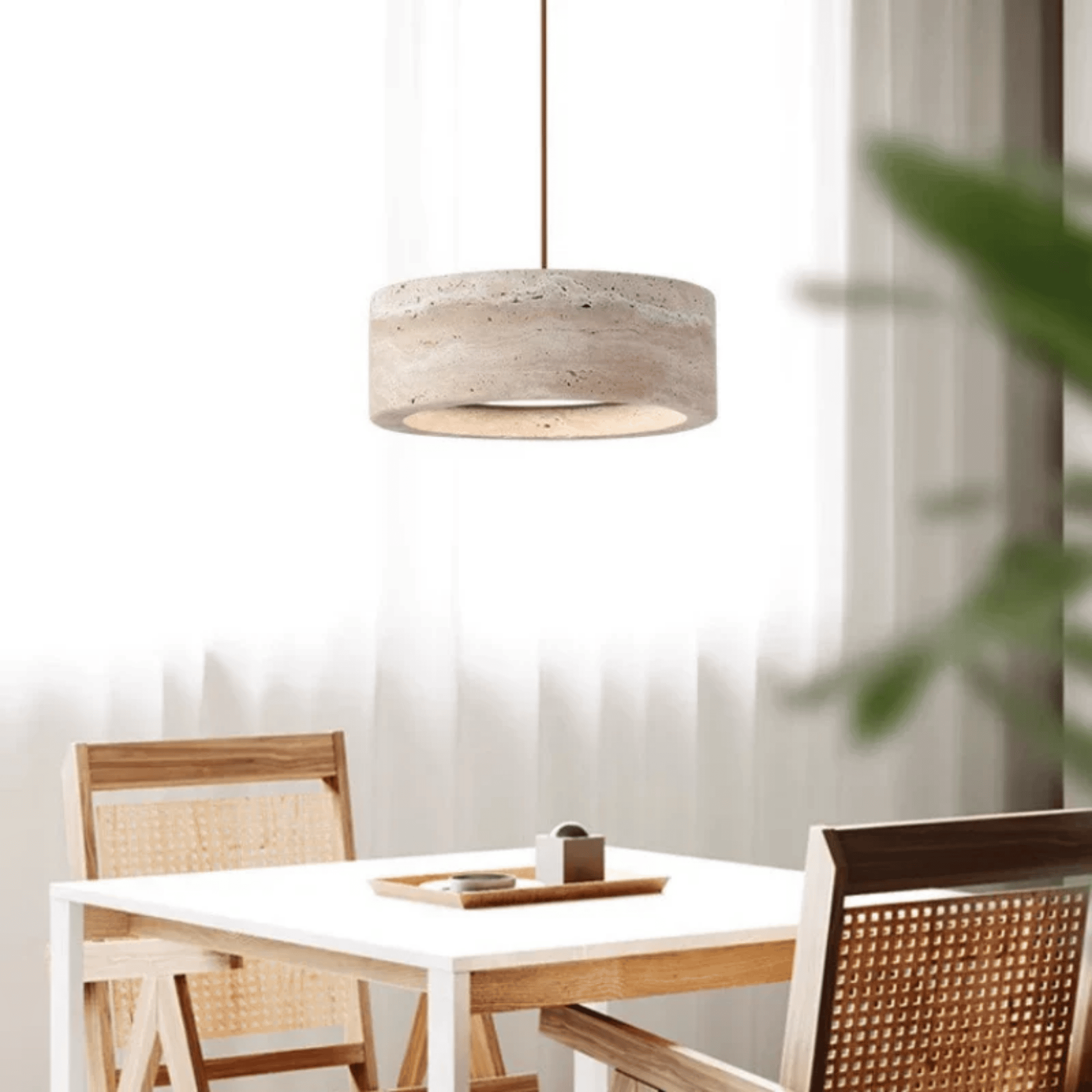 Ithaca Travertine LED Pendant Light Dimmable Mediterranean Stone Dining Room Bedroom