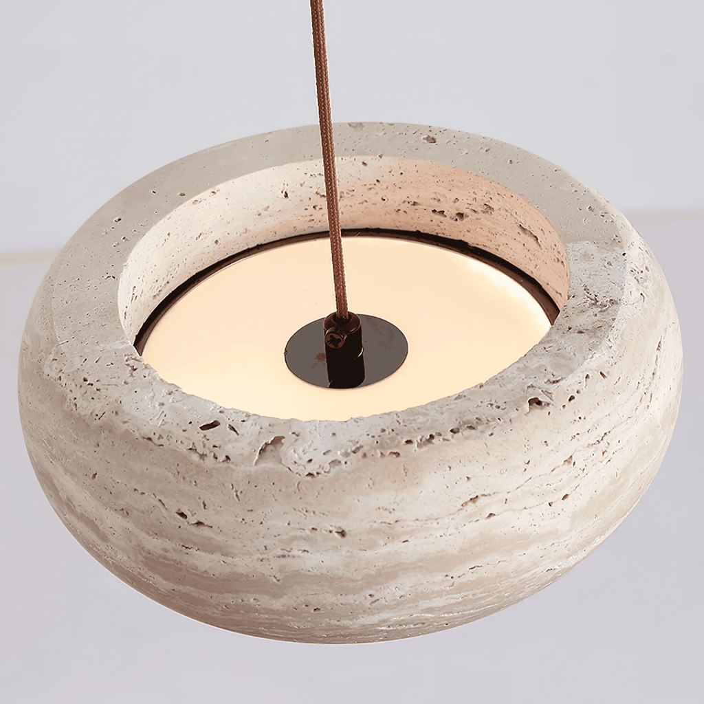 Ithaca Travertine LED Pendant Light Dimmable Mediterranean Stone Dining Room Bedroom