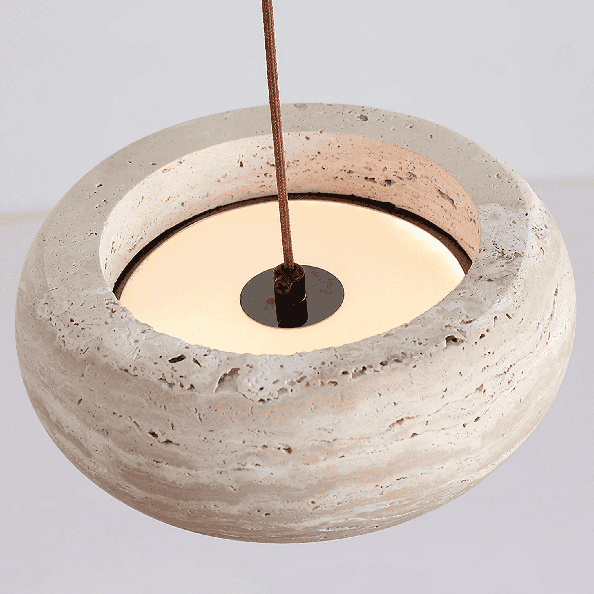 Ithaca Travertine LED Pendant Light Dimmable Mediterranean Stone Dining Room Bedroom
