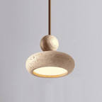 Sunlace Agate LED Pendant Light Natural Stone Minimalist Dining Room Bar — Light Wood Walnut