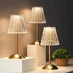 Crystal Rechargeable LED Table Lamp Touch Control Cordless Luxury Bedside — 4 Styles