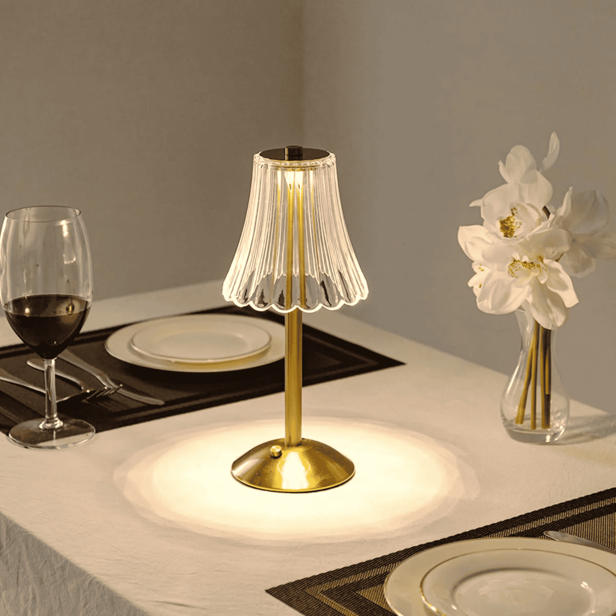 Crystal Rechargeable LED Table Lamp Touch Control Cordless Luxury Bedside — 4 Styles