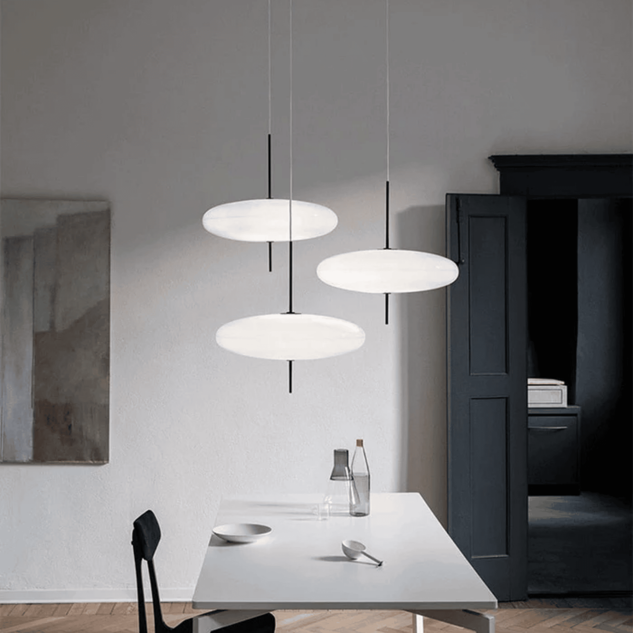 Nordic Flying Saucer LED Pendant Light White Modern Ceiling Bedroom Dining Room — 11 to 19 Inch
