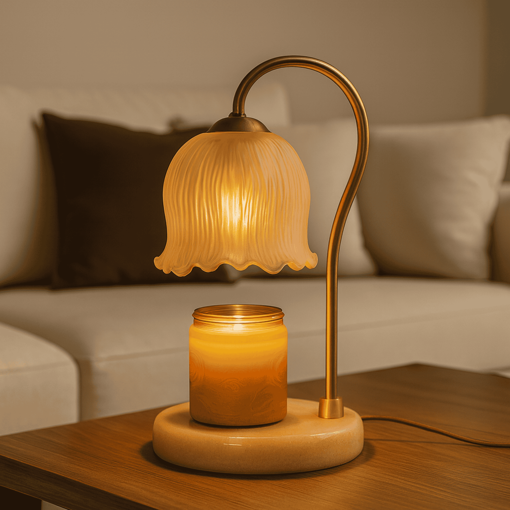 Glass candle warmer lamp dimmable timer aromatherapy wax melter bedside bedroom