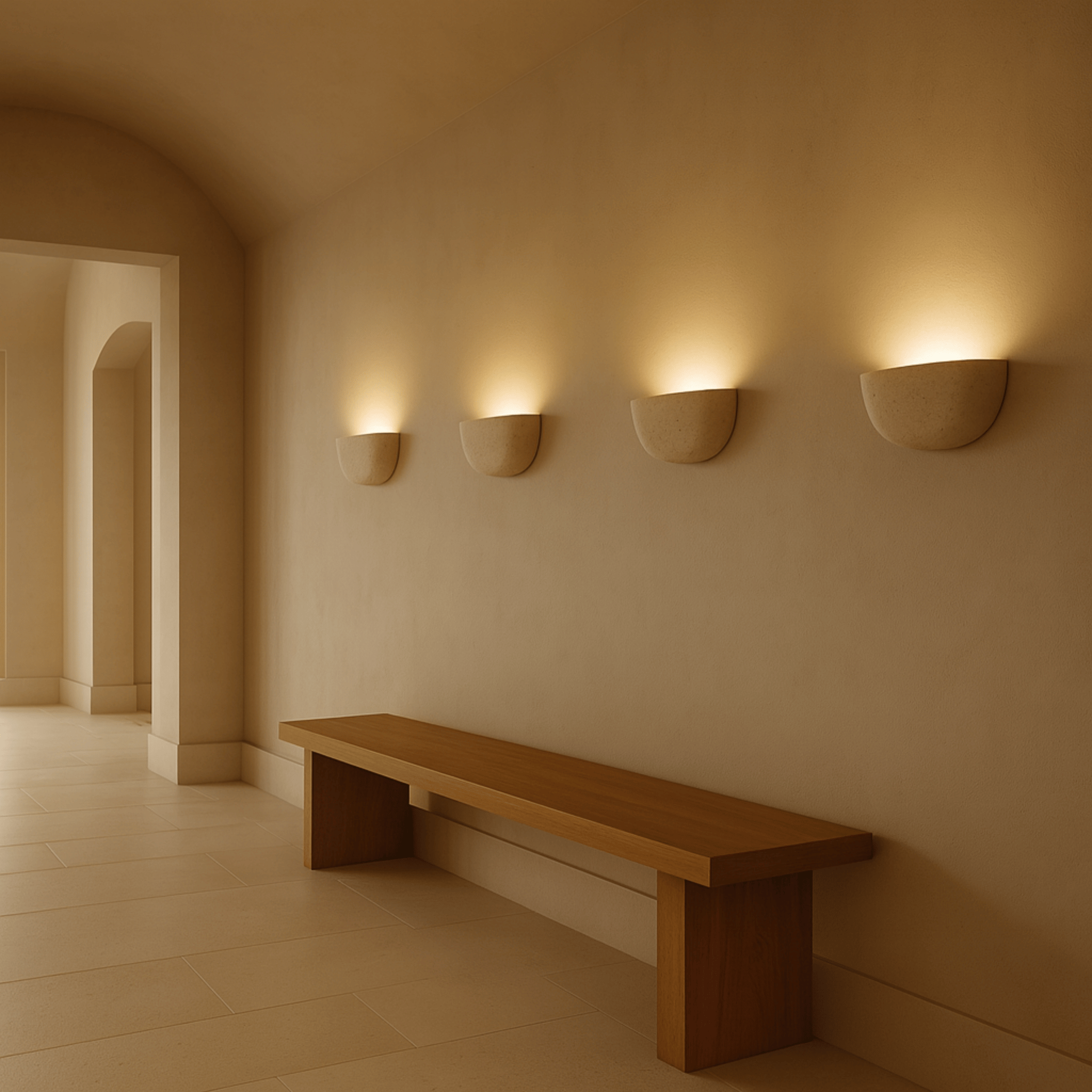 Wabi-Sabi travertine stone wall lamp minimalist modern sconce bedroom living room