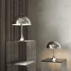 GlowCap retro LED desk light minimalist Scandinavian bedside dining — white silver chrome