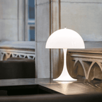 GlowCap Retro LED Desk Light Minimalist Scandinavian Bedside Dining — White Silver Chrome