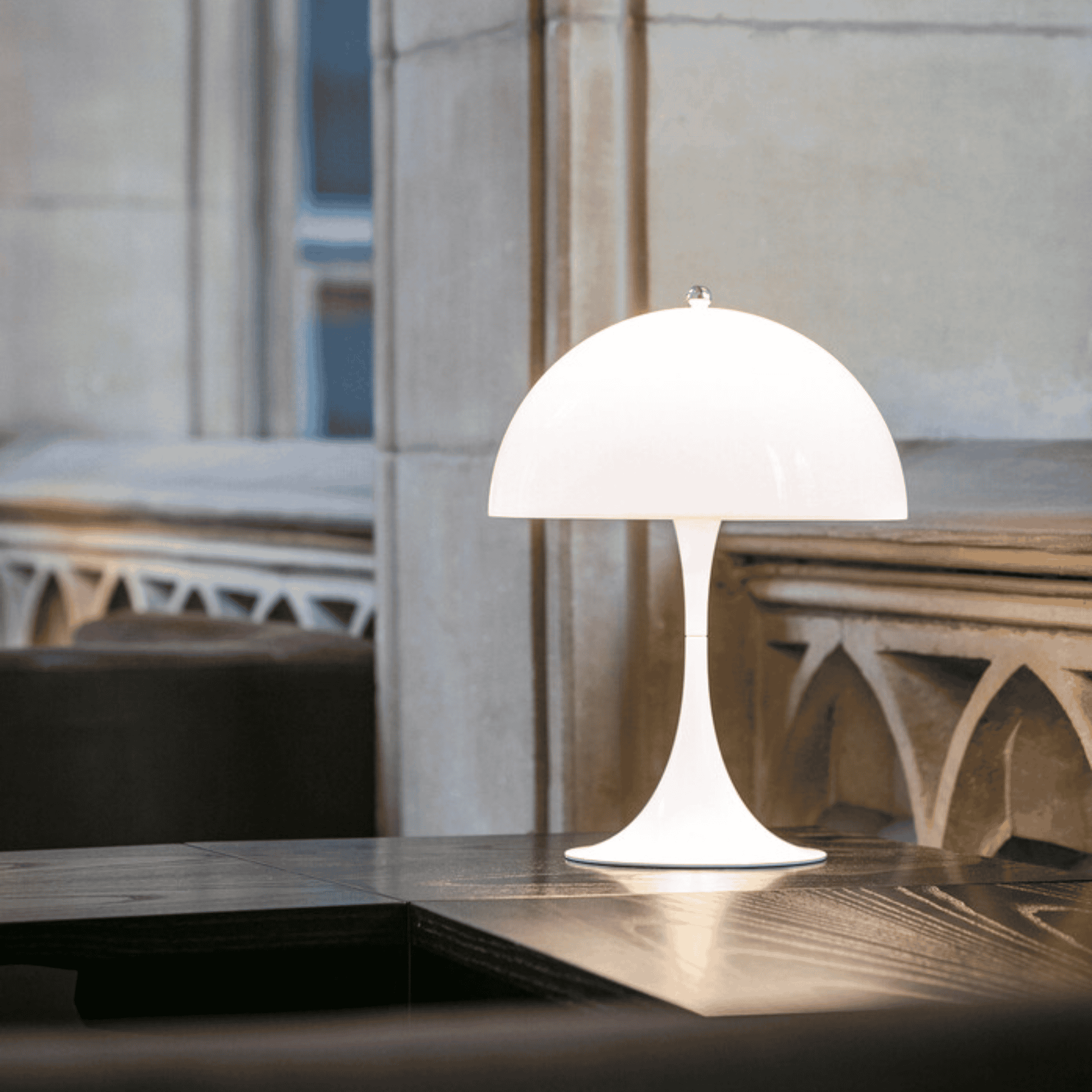GlowCap Retro LED Desk Light Minimalist Scandinavian Bedside Dining — White Silver Chrome
