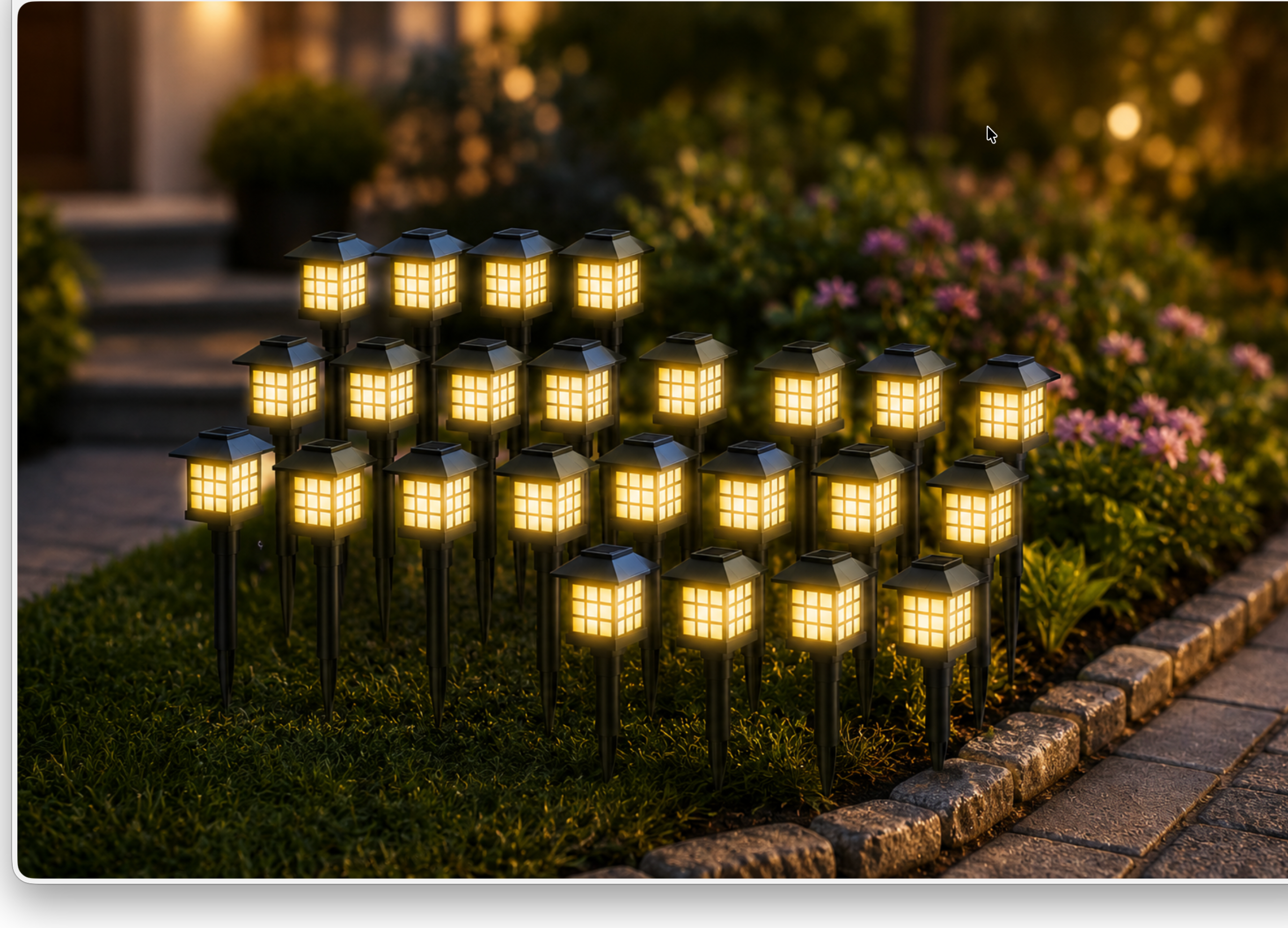 Solar pathway lights waterproof auto on-off LED outdoor garden patio IP44 — 6, 12 and 24-pack