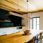 Wood Linear Suspension Chandelier Handcrafted Pine Walnut Dimmable Dining Room Kitchen Island — 31 to 47 Inch