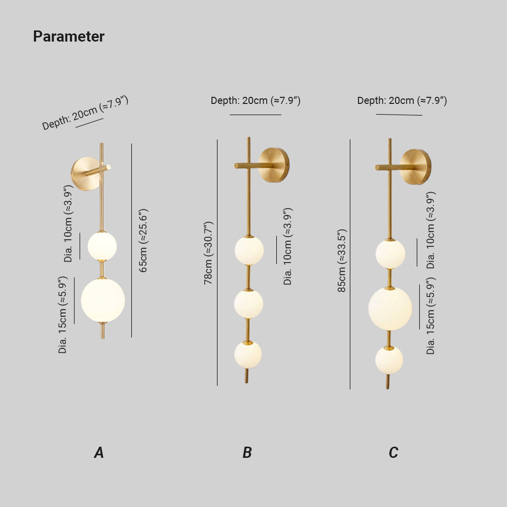 Cerin Vertical Globe Wall Lamp – Elegant Modern Lighting for Stylish Interiors