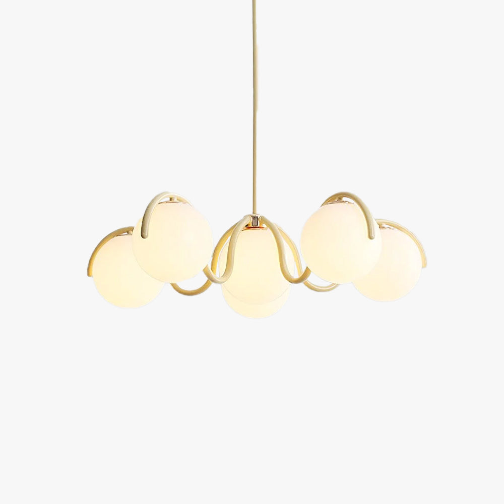 Pheva Curve Linear Chandelier Red&Silver
