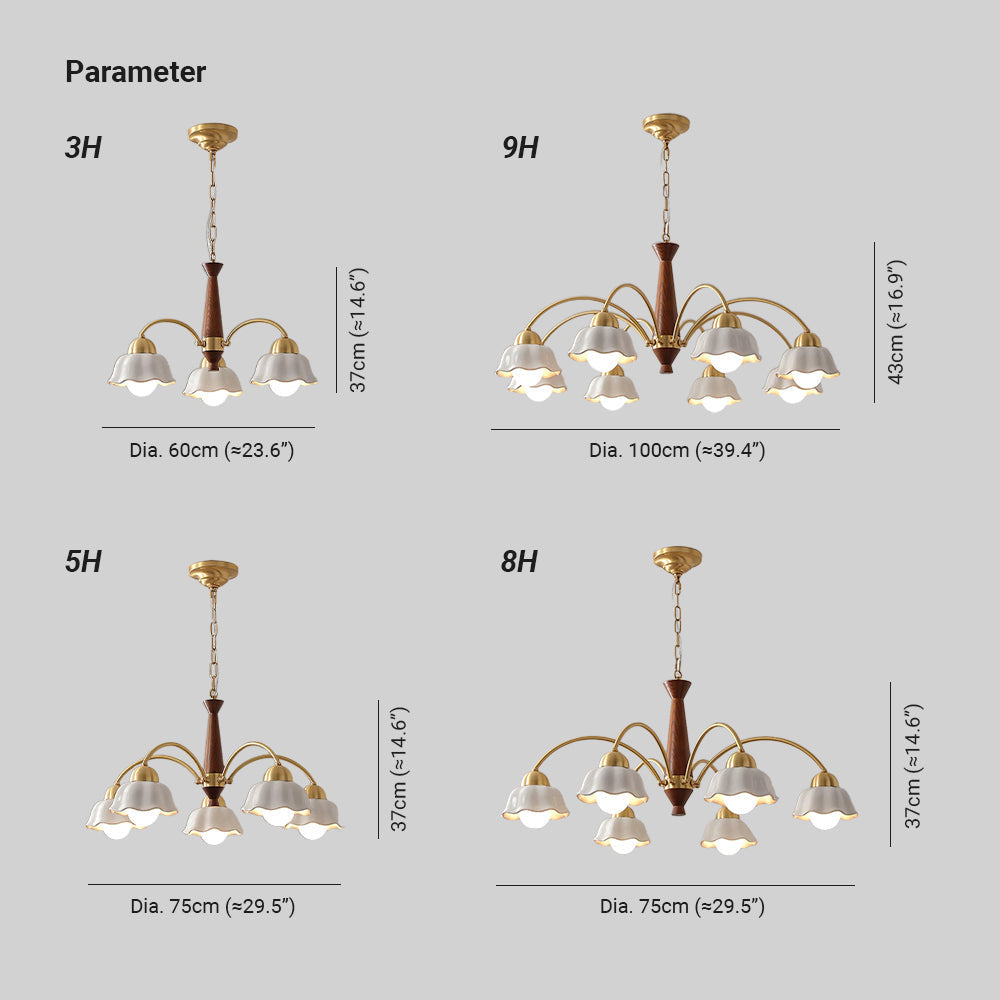 Bellin Floral Chandeliers Wood Ceramic