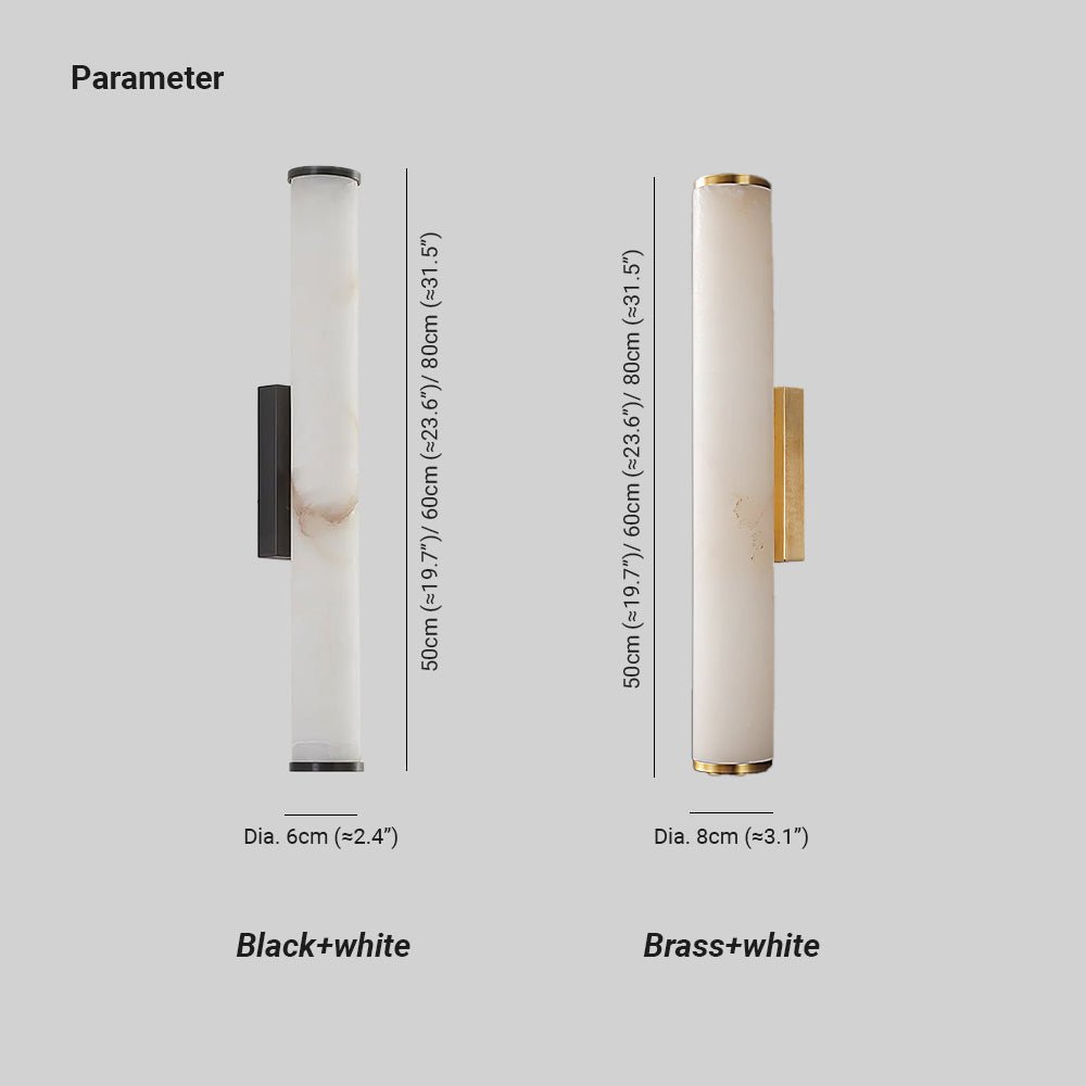 Klyr Elegant Alabaster Vertical Cylindrical Wall Sconce