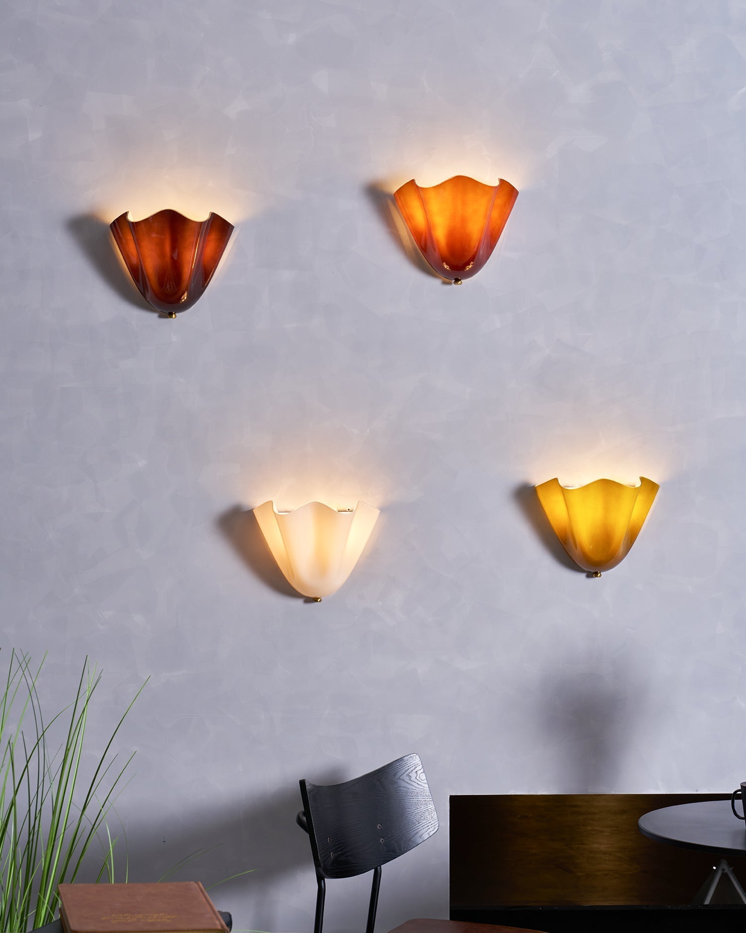 Petalia Glass Wall Sconce Art Deco LED Bedroom Living Room Hallway — Beige Green Brown Amber