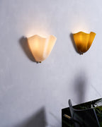 Petalia Glass Wall Sconce Art Deco LED Bedroom Living Room Hallway — Beige Green Brown Amber
