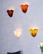 Petalia Glass Wall Sconce Art Deco LED Bedroom Living Room Hallway — Beige Green Brown Amber