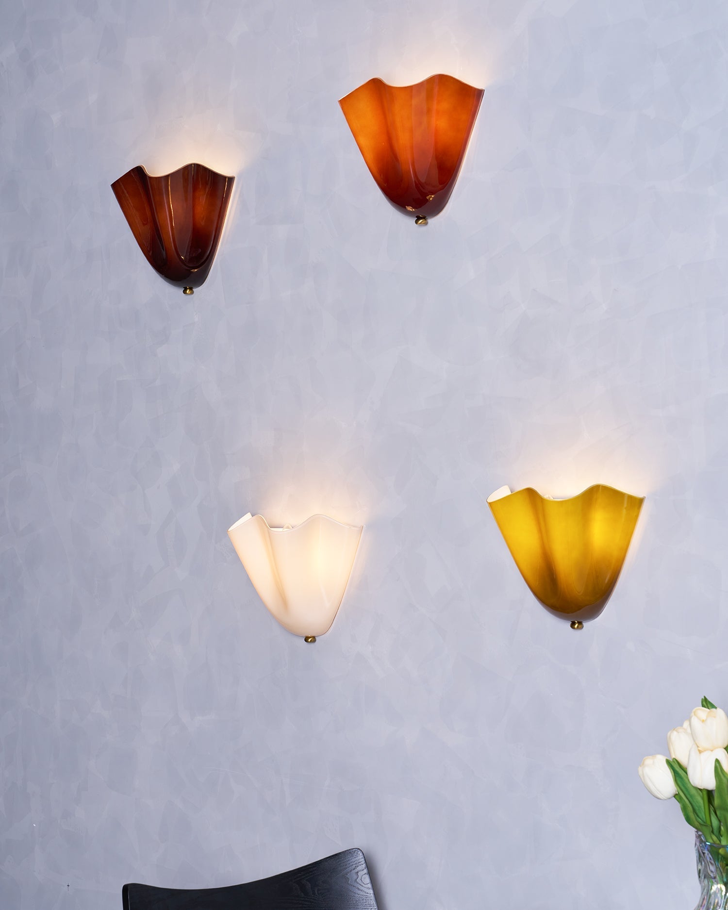 Petalia Glass Wall Sconce Art Deco LED Bedroom Living Room Hallway — Beige Green Brown Amber