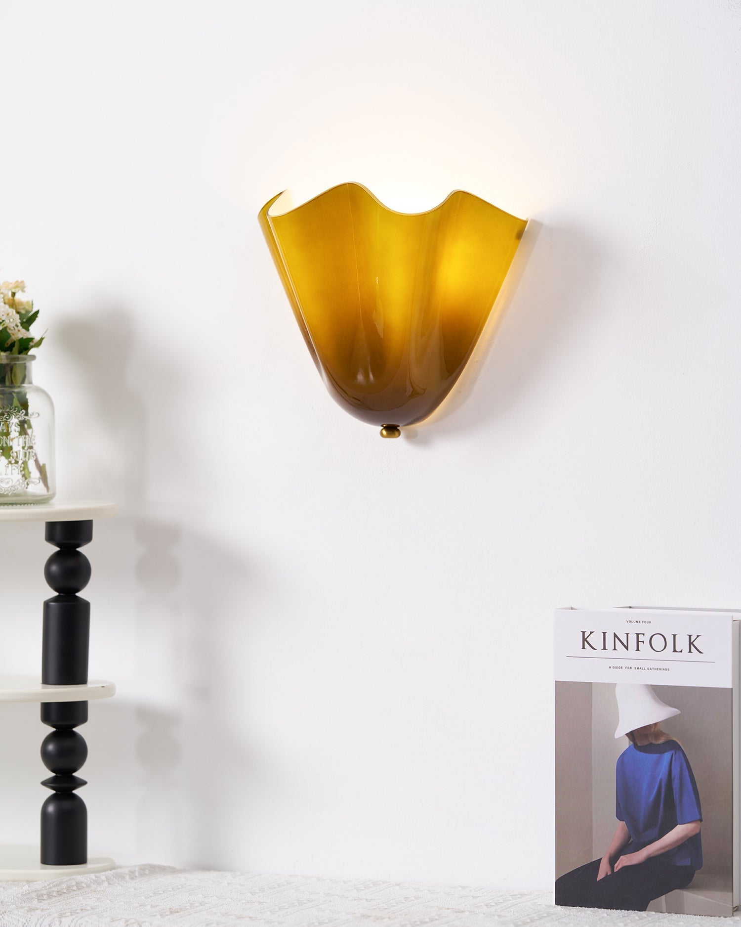 Petalia Glass Wall Sconce Art Deco LED Bedroom Living Room Hallway — Beige Green Brown Amber