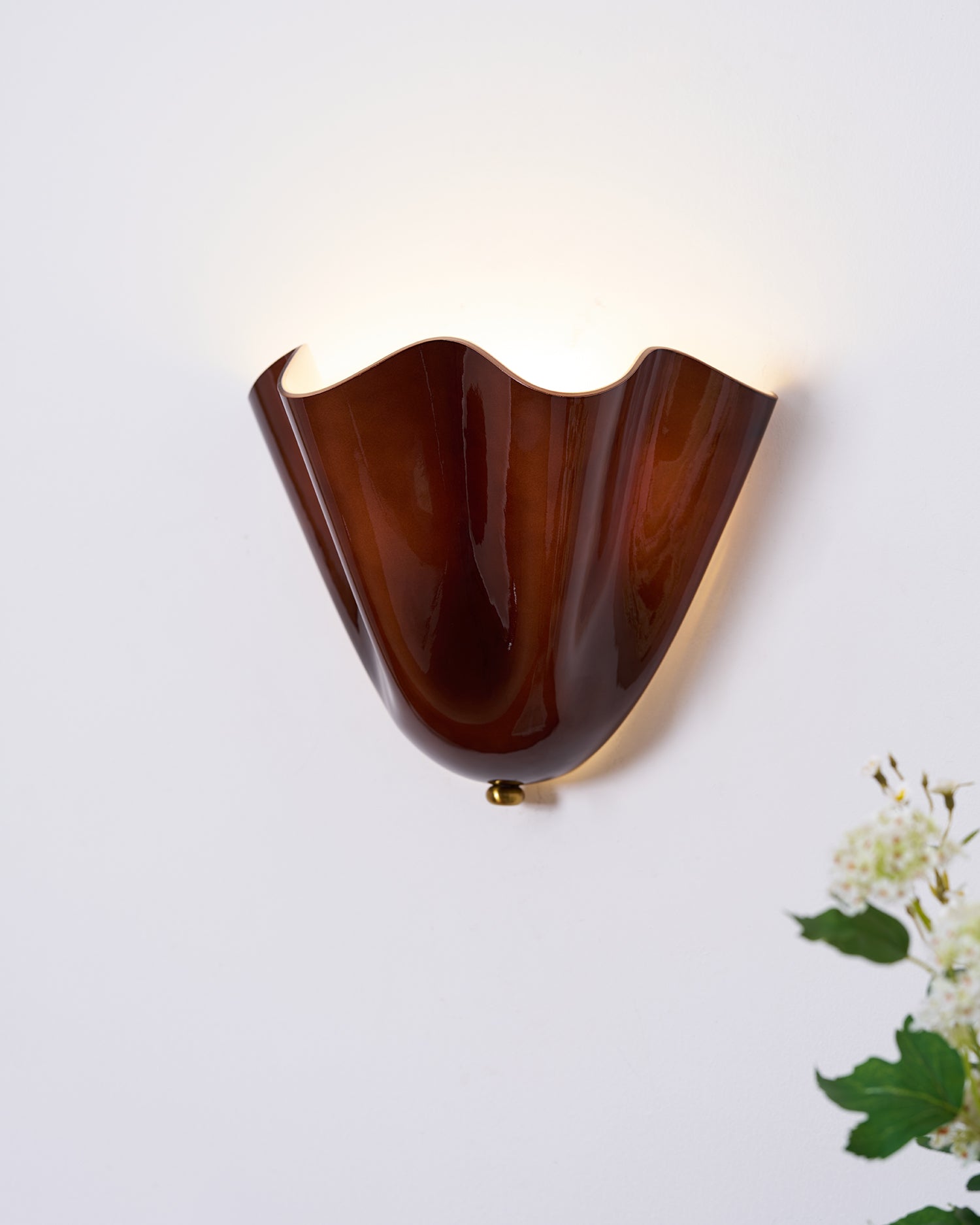 Petalia Glass Wall Sconce Art Deco LED Bedroom Living Room Hallway — Beige Green Brown Amber