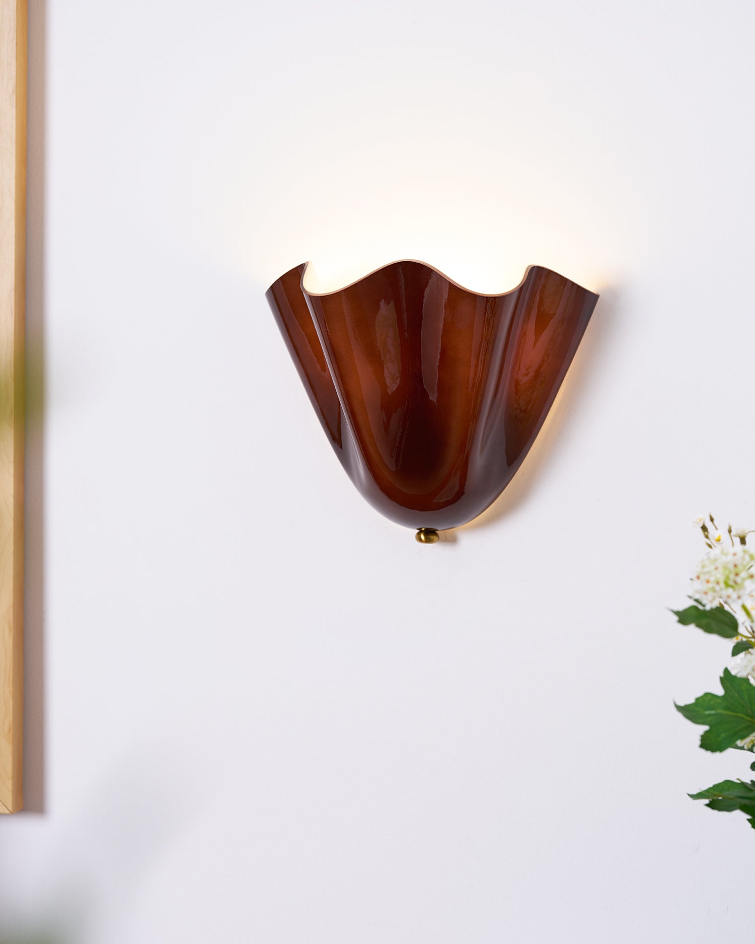 Petalia Glass Wall Sconce Art Deco LED Bedroom Living Room Hallway — Beige Green Brown Amber