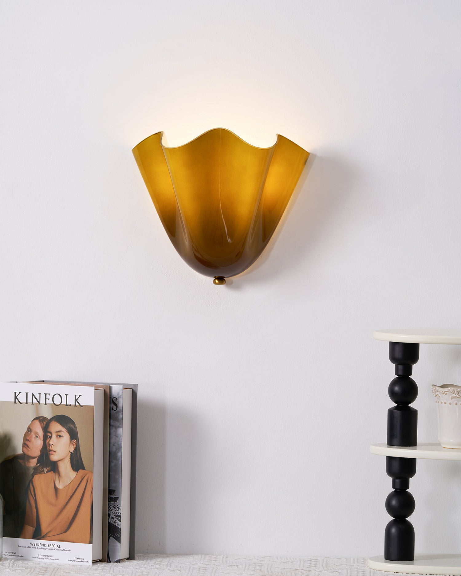 Petalia Glass Wall Sconce Art Deco LED Bedroom Living Room Hallway — Beige Green Brown Amber