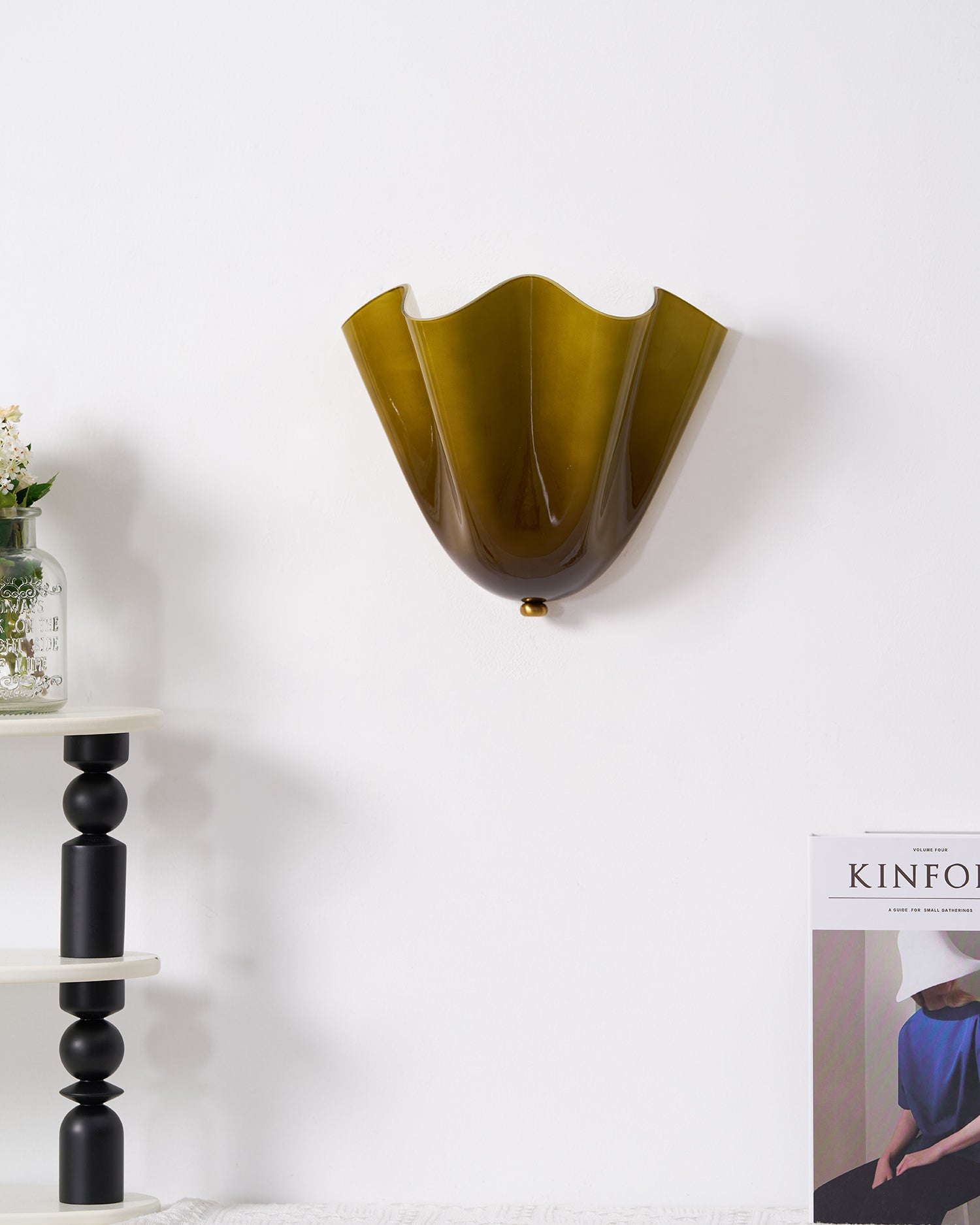 Petalia Glass Wall Sconce Art Deco LED Bedroom Living Room Hallway — Beige Green Brown Amber
