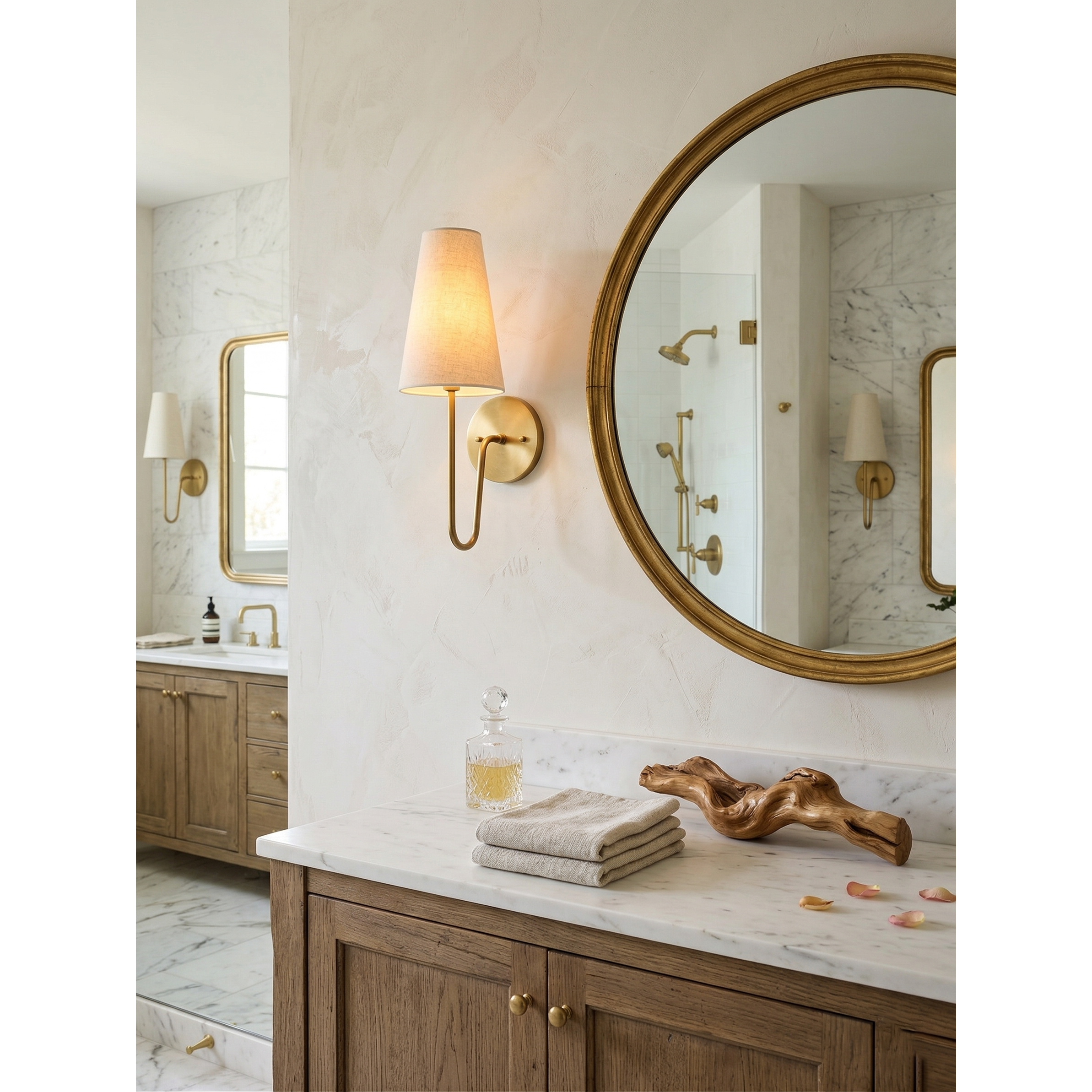 Scoop Brass Wall Lamp Sculptural Modern Bedroom Living Room Hallway — Brass Black
