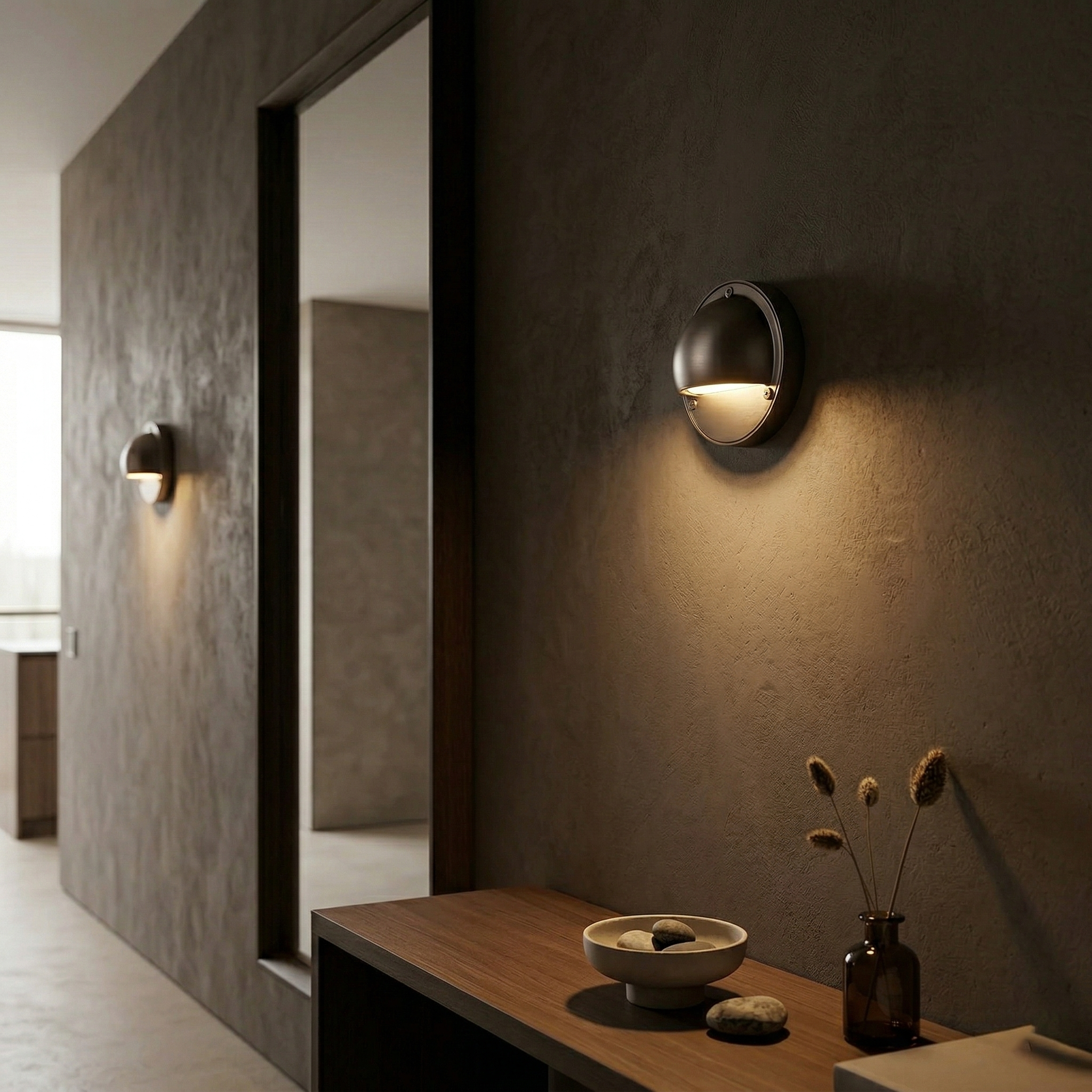 Hardy Resin Stone Wall Lamp Organic LED Warm White Bedroom Living Room — Multiple Sizes Finishes