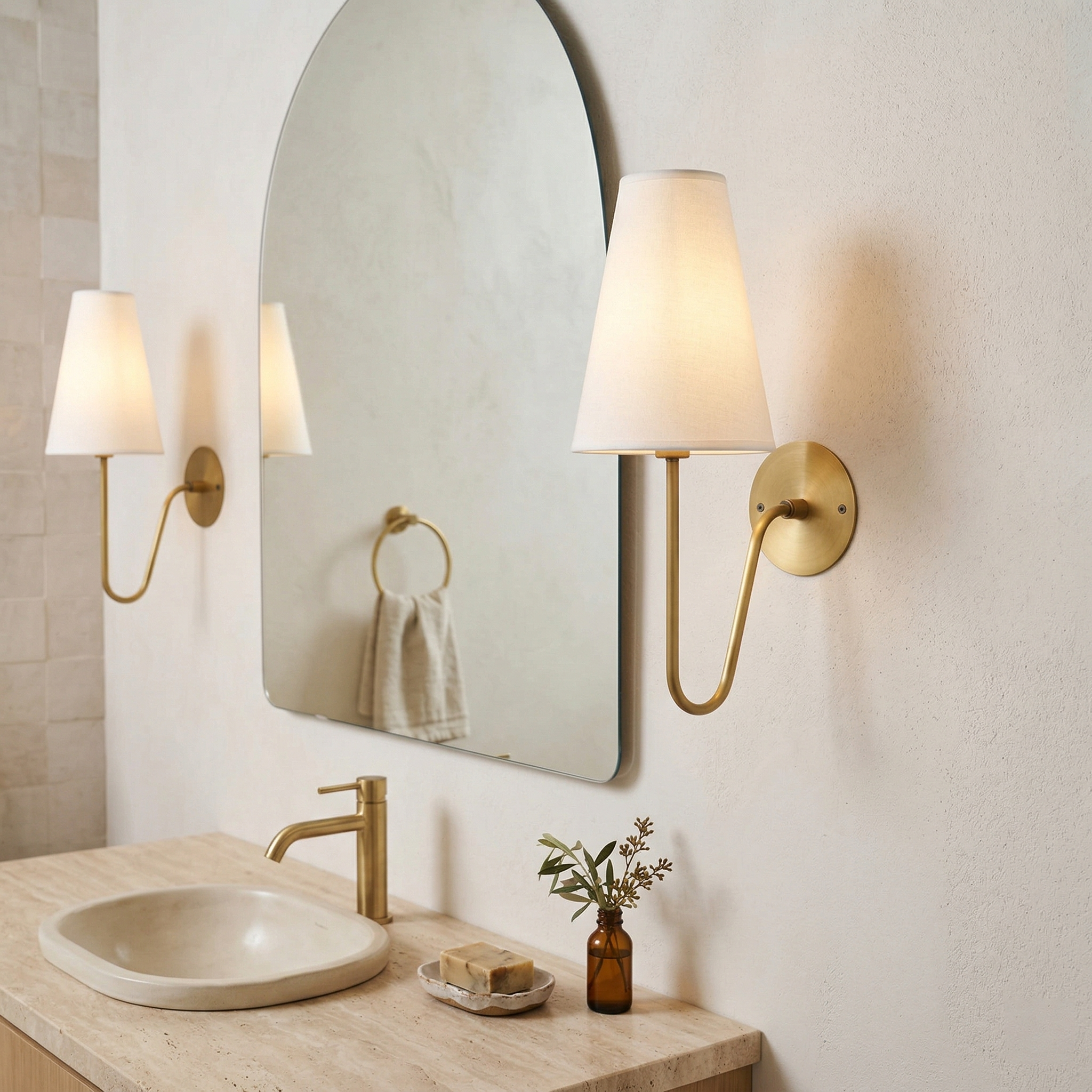 Scoop Brass Wall Lamp Sculptural Modern Bedroom Living Room Hallway — Brass Black