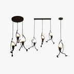 Miro Retro Modern Iron Man Pendant Light, Black