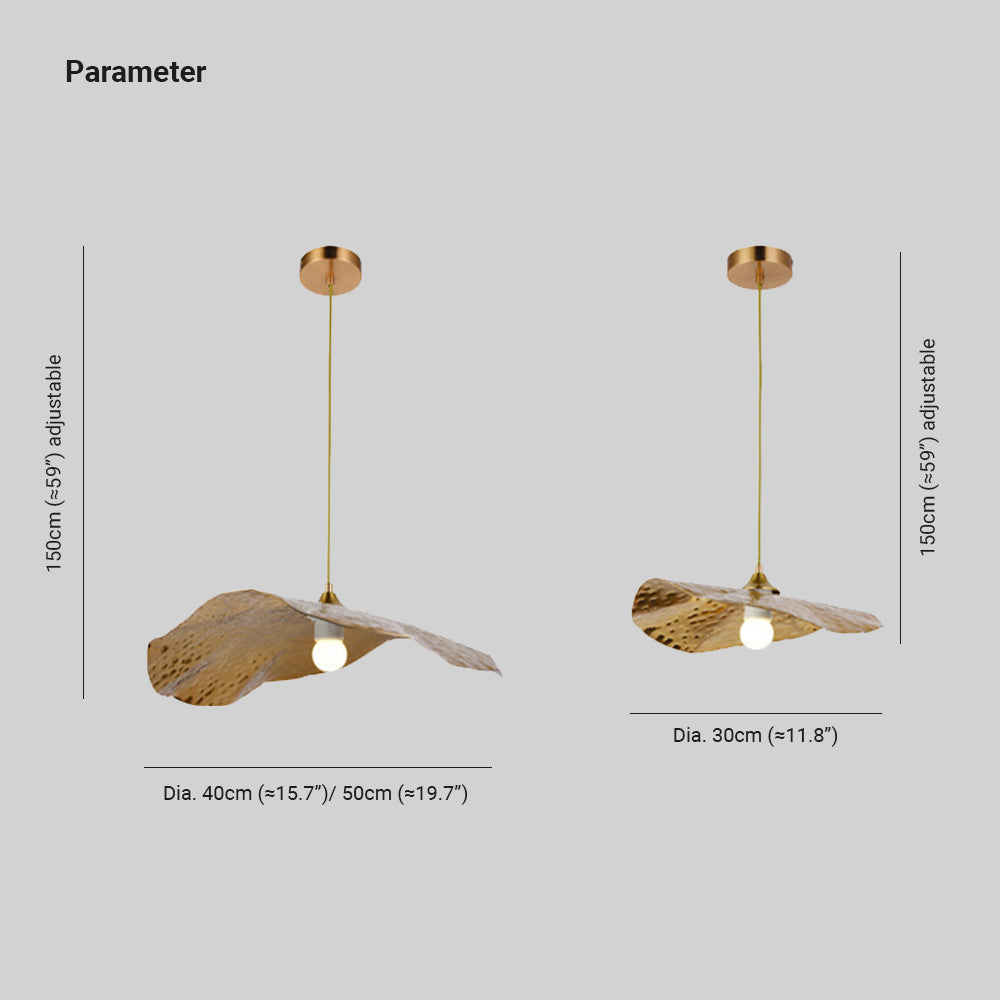 Arisha Natural Lotus Leaf Metal Pendant Light