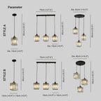 Vina Modern Cluster Cylinder Glass Pendant Light, Black/Gold