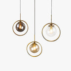 Zoey Glass Pendant Light with a Metal Ring