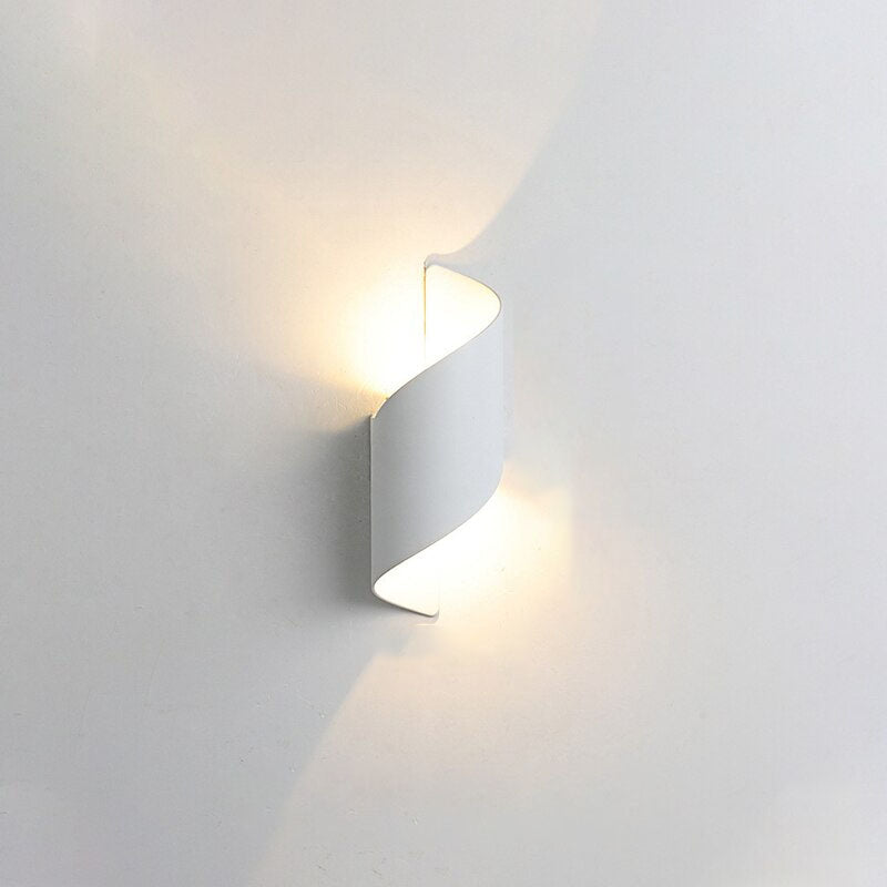 Modern Curl Twisted LED Wall Light Dimmable Bedroom Living Room — White Black Small Medium Large