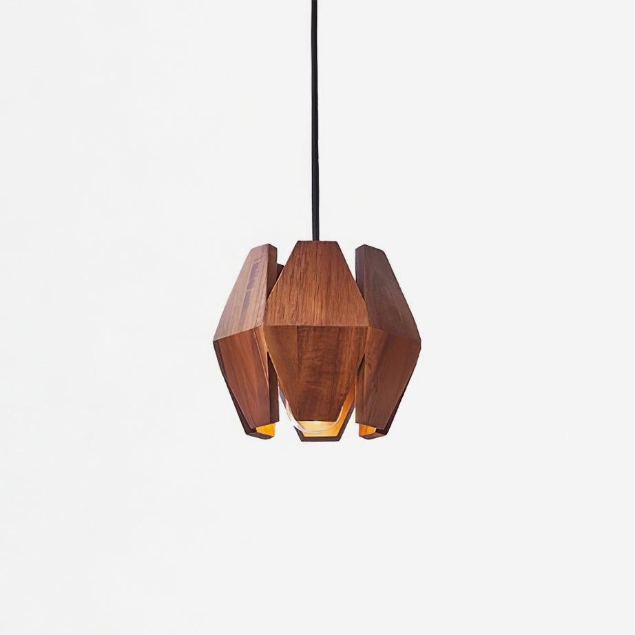 Pendant Lamp Geometric Wood Shade Warm Glow Nordic Minimalist Accent