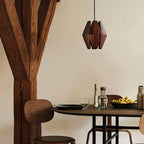 Pendant Lamp Geometric Wood Shade Warm Glow Nordic Minimalist Accent