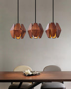 Pendant Lamp Geometric Wood Shade Warm Glow Nordic Minimalist Accent