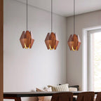 Pendant Lamp Geometric Wood Shade Warm Glow Nordic Minimalist Accent